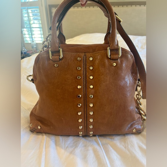 Michael Kors Uptown Astor Studded WALNUT Leather Large Satchel Bag - Picture 9 of 13